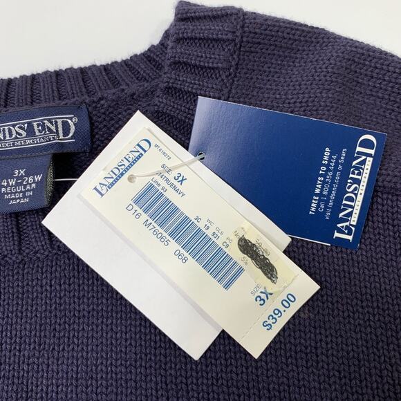 Vintage Lands End Sweater Women 3X Plus Navy The Classic Drifter Heavy Knit Crew - Picture 4 of 11